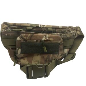 FRTKK New With Tags Green Brown Camo Tactical Waistpack‎ Three Zipped Pouches